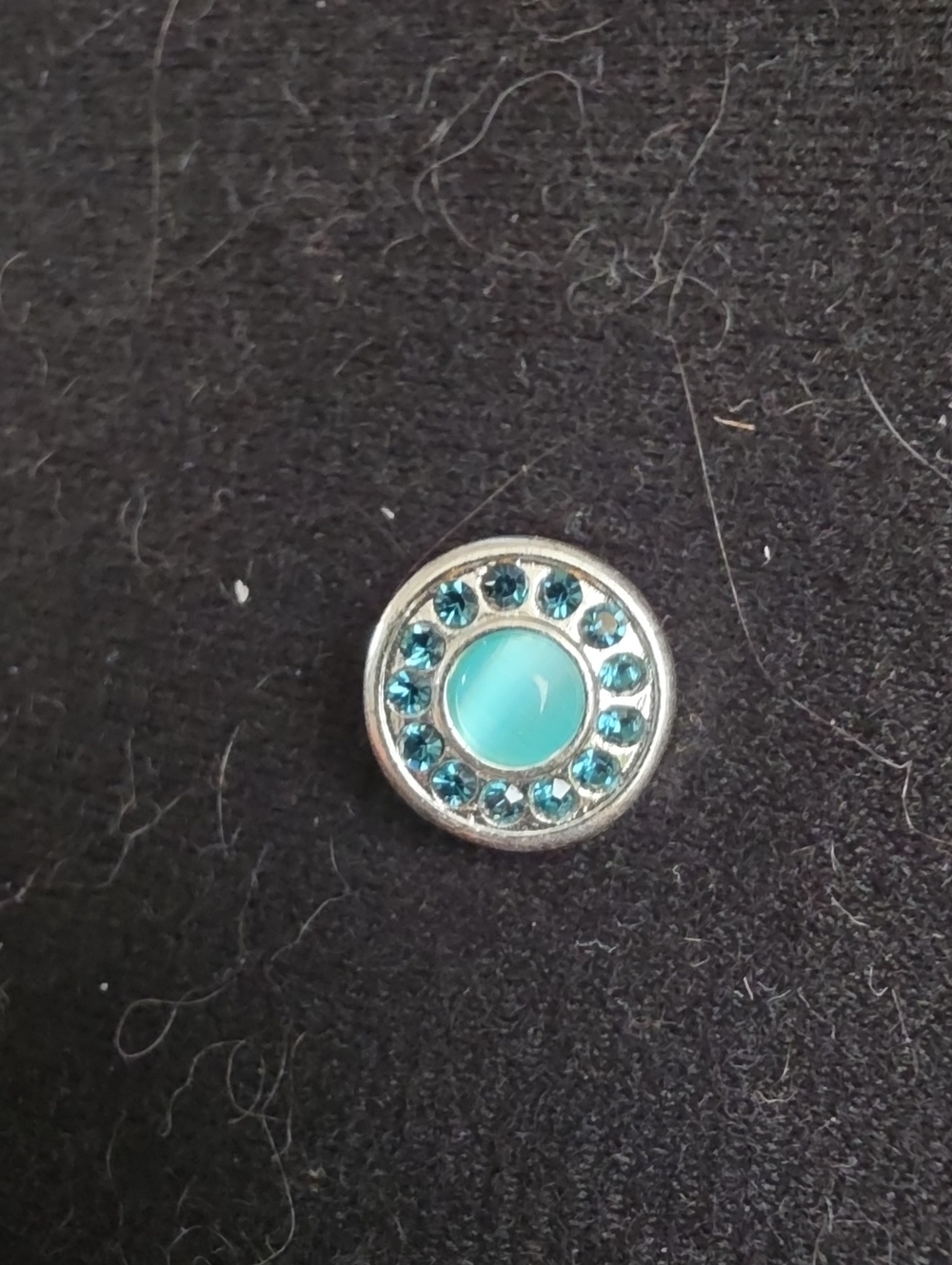 STYLE DOTS  Catseye Center Blue Crystal Circle Snap Charm - Original 12mm